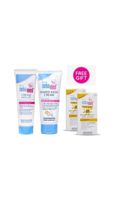 BUY 1 SEBAMED DIAPER RASH CREAM 100ML  AND 1 CREAM EXTRA SOFT 200ML AND GET 2 MULTI PROTECT SUN LOTION 15 ML FOR FREE