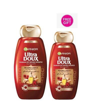 ULTRA DOUX healing castor & almond oils shampoo 600 ml + 1 free 400ml