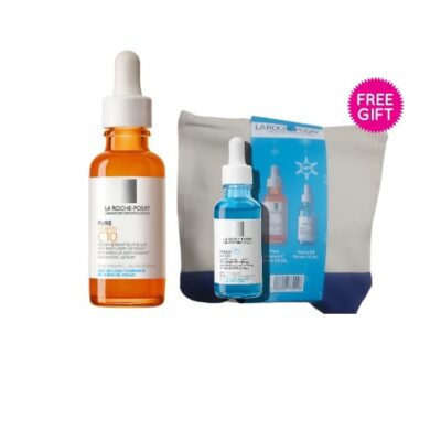 La Roche-Posay pur vitamin C10 serum 30ml + FREE hyalu B5 serum 10ml + FREE pouch.