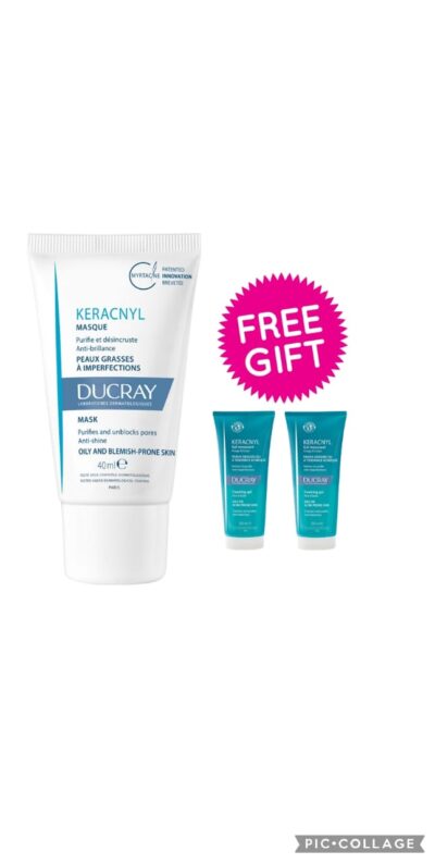 DUCRAY KERACNYL mask 40ml + 2 × 10ml foaming gel FREE