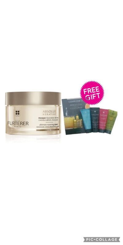 RENE FURTERER absolue keratine ultimate reparing mask 200ml + 5 FREE samples