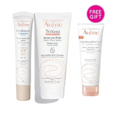 AVENE Hydrance BB Light 40ml + Trixera Nutrition Nutri-Fluid Balm 200ml + FREE 3in1 make-up remover 100ml