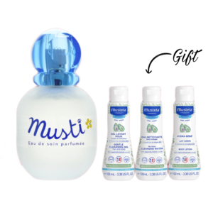 Mustela MUSTI EAU DE SOIN SPRAY 50ML + (50ML GEL LAVANT DOUX+50ML EAU NETTOYANTE +50ML HYDRA BEBE ) GIFT