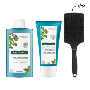 Klorane SHAMPOO MINT 200ML +Klorane CONDITIONER MINT 150ML+ HAIR BRUSH FOR FREE