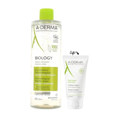 Aderma ADERMA BIOLOGY DERMATOLOGICAL MICELLAR WATER HYDRA-CLEANSING 400ML + ADERMA HAND CREAM 50ML GIFT