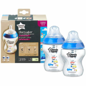 Tommee Tippee 0m+ Pack Of 2x 260ml Anti Colic Feeding Bottle Cars