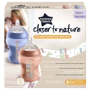 Tommee Tippee 0m+ 2x 260ml Feeding Bottles Kindness Pink & Blue