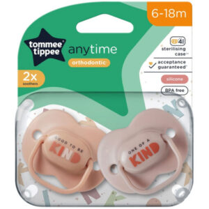 Tommee Tippee 6-18m Anytime Soothers Pacifiers Pink