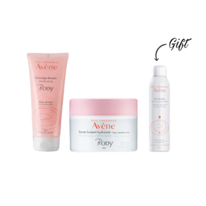 Eau Thermale Avène GENTLE SCRUB - BODY 200ML+Eau Thermale Avène BODY MOISTURIZING MELT-IN BALM 250ML+ FREE AVENE EAU THERMAL SPRAY 50ML