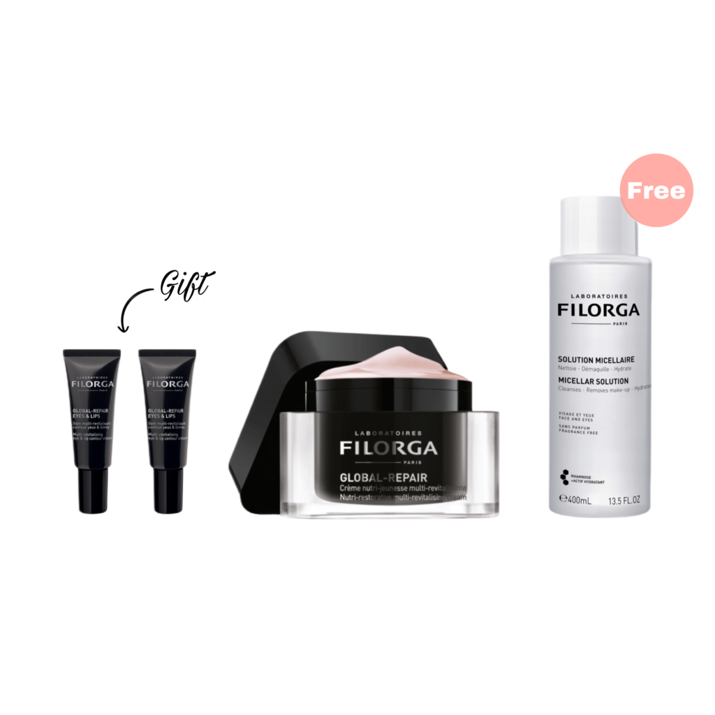 Filorga GLOBAL REPAIR CREAM 50ML+FREE 2*4ML GLOBAL REPAIR EYES + FREE MICELLAR WATER 400ML