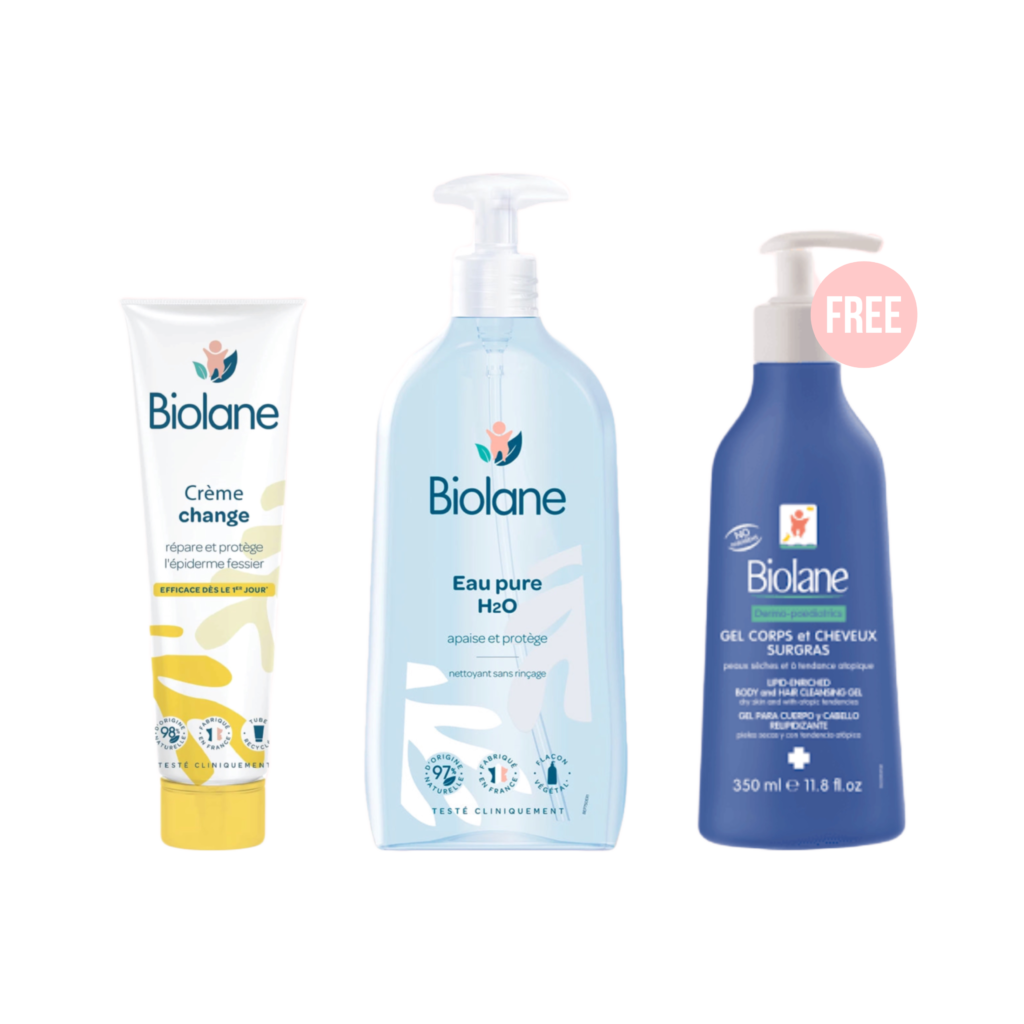 BIOLANE EAU PURE H2O 750ML + BIOLANE EXPERT DIAPER CHANGE CREAM 100ML+FREE BIOLANE Dermo-Pediatrics Lipid-Enriched Body and Hair Cleansing Gel