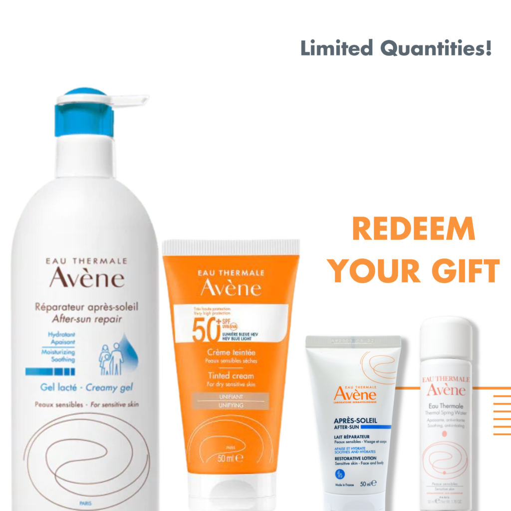 AVENE AFTER SUN-RESTORATIVE LOTION 400ML + AVENE VERY HIGH PROTECTION SPF50+ CREAM,TINTED 50ML+FREE AVENE AFTER SUN 50ML OR AVENE EAU THERMAL SPRAY 50ML