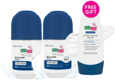 Sebamed DEO ROLL-ON BALSAM MEN 50ML*2 + FREE GIFT SEBAMED After Shave Balm