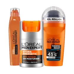 L'Oréal Men Expert Hydra Energetic Cooling Eye Roll-On + Hydra Energetic Anti-Fatigue Moisturizer 50ml Lebanon + Expert Thermic Resist 45° Roll On Deodorant For Men - 50ml
