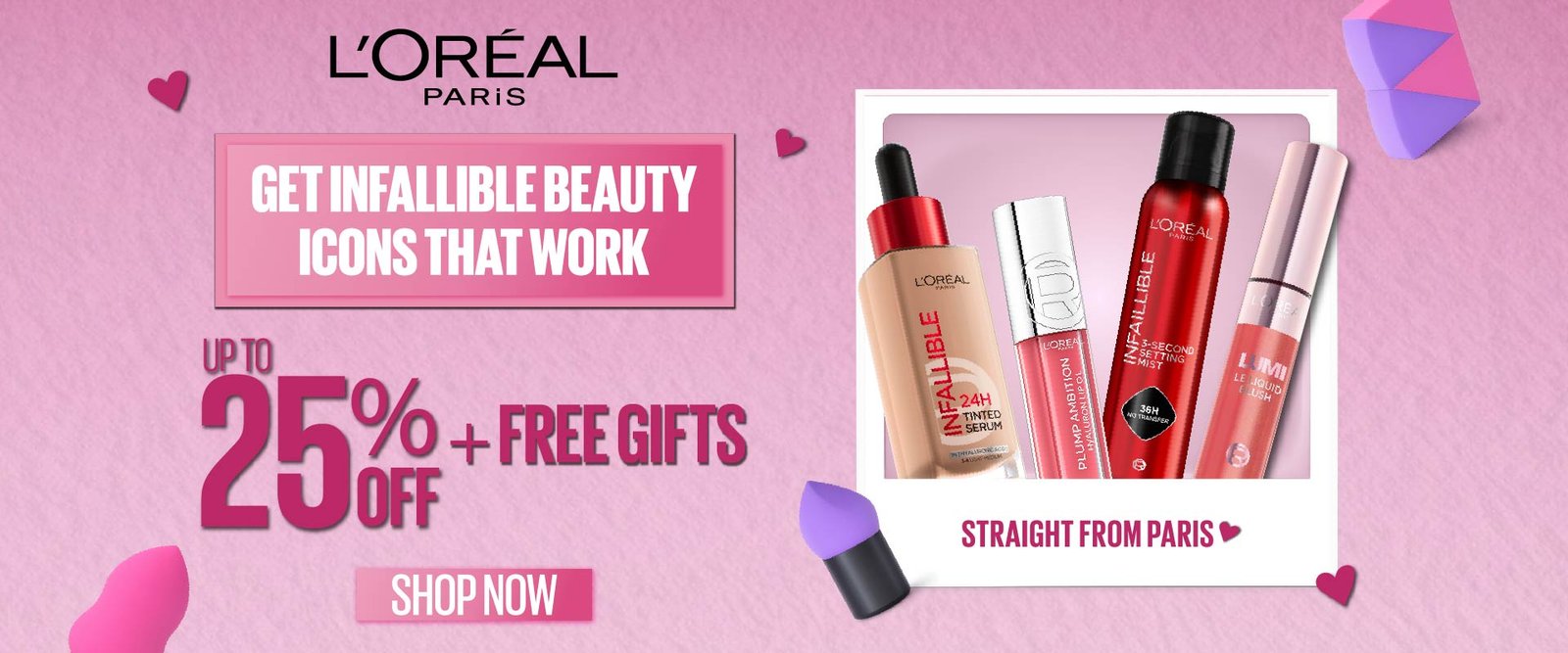 L’Oréal Paris Infallible makeup bundle with up to 25% off and free gifts.